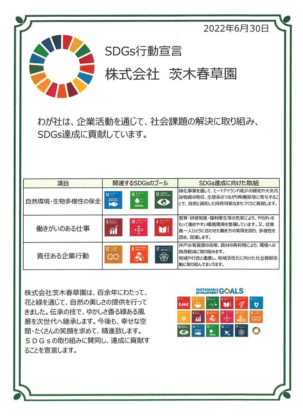 SDGs行動宣言